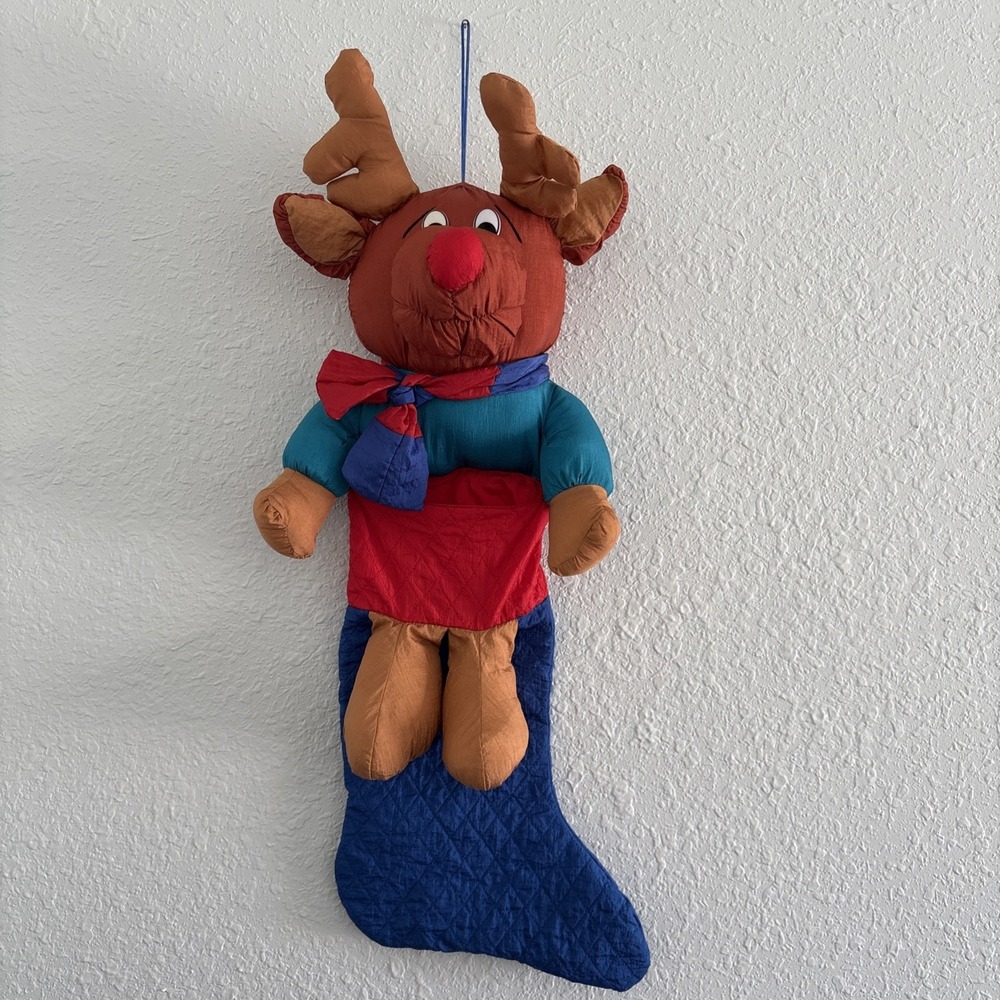 Vintage 1995 Christmas Stocking Reindeer Four Star International trading co